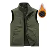 Colete de outono, colete externo de secagem rápida, colete masculino forrado de fleece para outono e inverno, jaqueta casual tamanho grande