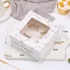Em estoque 2/46 Caixa para Cupcake Não Portátil Cor Sólida Transparente Caixa para Muffin Couro Vaca Caixa para Assados West Point Atacado