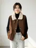 Cárdigan grueso estilo commuter con cuello de pelo para mujer, otoño e invierno 2026, versátil para capas, chaleco grueso talla grande