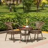 Juego de mesa y sillas de té para balcón, juego de sillas de ratán de tres piezas, mesa y sillas de ocio para balcón, silla de ratán, mesa y silla de exterior con respaldo, mesa redonda
