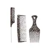 Conjunto de Três Peças Amazon Best-Seller Transfronteiriço: Pente Modelador Texturizado Estampa de Leopardo, Pente com Cauda Pontiaguda para Mechas, Garfo Pente de Dentes Largos