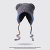 2025 Novo Estilo Chapéu de Lã de Pelúcia Tricotado para Mulheres Estilo Coreano Fashionável à Prova de Vento Chapéu de Lã para Circunferência Craniana Grande Chapéu Quente Baotou