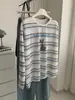Camiseta de protección solar a rayas con estampado de cachorro para mujer, fresca y cómoda, verano 26, camiseta de manga larga de Lyocell Tencel, camiseta para aire acondicionado