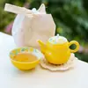 Tetera Pequeña de Margarita con Glaseado de Yema de Huevo del Fabricante para Una Persona, Conveniente Juego de Té Kung Fu, Utensilios para Preparar Té de Color Bajo Esmalte, Taza de Té