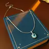 Pulseira Colar Quadrado Zircônia Moda Versátil Corrente de Suéter Puxável Conjunto de Joias de Luxo Leve High-End Atacado