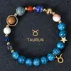 Multi-Win Joyería Pulsera de Constelaciones Azules Piedra Azul 8mm Piedra Natural Pulsera de Perlas de Ocho Planetas Venta al por Mayor