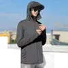 Ropa Protectora Solar de Seda de Hielo para Hombre Verano Delgada Transpirable Chaqueta para Exterior Abrigo Estilo Americano High Street con Capucha Chaqueta Ropa Protectora Solar