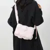 Bolso de Nube Plisado Estilo Coreano, Bolso Cuadrado Pequeño con Solapa Estilo Callejero, Bolso de Chaqueta de Algodón Relleno, Bolso Cruzado de Hombro Burbuja, Versátil y Ligero