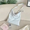 68182 Bolso de hombro tipo tote pequeño de lunares estilo coreano con correa de lazo, tela suave, gran capacidad, adecuado para el uso diario de chicas jóvenes, bolsa de lona