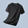 Camiseta Masculina de Manga Curta de Seda de Gelo Modal de Alta Qualidade Verão 2026 Nova Secagem Rápida Casual para Meninos Gola Redonda Camiseta com Sensação Fresca