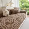 Novedad de Primavera Color Sólido Felpa Cojín de Sofá Lleno de Comodidad Resistente a Arañazos de Gato Antideslizante Estilo Simple Tela Cubierta para Sofá