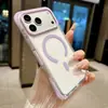 Adequado para Capa de Celular Iphone17Promax, Capa Magnética Transparente de Cristal de Gelo para Apple 16, Capa Protetora Bicolor de Quatro Cantos Anti-Queda