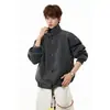 Chaqueta de cuero PU tie-dye estilo americano para hombre, colección de primavera, marca de moda, corte elegante y limpio, chaqueta de cuero corta tipo biker con cuello alto para hombre
