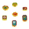Cuentas de Loto Dorado Antiguo Cuentas Cuadradas con Patrón de Loto Esmalte Azul Quemado Pulsera Trenzada Accesorios para Joyería DIY