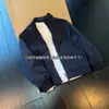 Jaqueta cleanfit azul escuro oversized com gola alta masculina outono marca da moda toque de alta qualidade peso pesado curta jaqueta baseball corta-vento