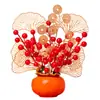 Novo Estilo Chinês Fruta Vermelha Fruta da Sorte Em Vaso Caqui Arranjo de Flores Ruyi Flor Artificial Decoração Fruta Simulada Flor Simulada Planta em Vaso