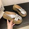 Sandalias Romanas de Suela Gruesa Estilo Francés Hermosos Zapatos de Playa 2025 Verano Nuevo Moda para Exterior Falda de Moda Sandalias con Puntera para Mujer