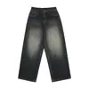 Jeans rectos anchos JIAMU de estilo retro americano desgastado para hombre y mujer, jeans holgados, corte suelto, versátiles para otoño e invierno