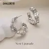 Brincos Irregulares Plissados em Prata de Lei S925, Design de Nicho de Luxo Leve, Brincos Exagerados de Alta Qualidade para Mulheres