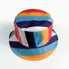 Sombrero de Pescador de Rayas Arcoíris Transfronterizo Sombrero de Copa Plana con Visera Parasol de Doble Cara Sombrero Versátil para Viajes al Aire Libre para Hombres y Mujeres