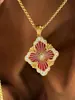 Collar de Trébol de Cuatro Hojas Bucci Versión Alta Dorada V Esmalte Diamante Ópera Grande Nácar Chapado en Oro de 18K Cadena para Clavícula