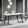 Nuevo popular multi-funcional moda estilo caliente pies de acero al carbono arena mesa de comedor para el hogar rectangular retráctil placa de roca