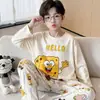 Pijama para niño para primavera y otoño, hecho de algodón puro, de manga larga, corte holgado, adecuado para usar afuera, ropa de casa para niños, disponible para comprar en tiendas físicas