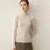 Suéter de malha sem costura 100% cashmere puro, macio e amigo da pele, para mulheres, gola alta, corte justo, pulôver de base