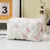 Bolsa de Almacenamiento Acolchada Floral de Algodón para Labiales Bolsa de Almacenamiento de Cosméticos para Mujer Auriculares Cable de Datos Bolsa de Cosméticos Cartera