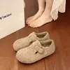 Zapatos Grises Boken Zapatos de Mujer 2025 Otoño e Invierno Nuevos Populares Forrados de Felpa Slip-On Slip-Ons Botas de Nieve Zapatos de Algodón para Mujer
