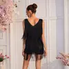 Feiyun Industria Pesada Falda Corta de Flecos y Pedrería Falda para Discoteca Europea y Americana Falda de Rendimiento para Banquetes Falda de Flecos Ajustada al Cuerpo para Mujer 1236