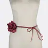 Tocados caseros se pueden usar con fajín de flor de rosa de satén, Accesorios de cordones retro literarios de moda, Cadena para el cuello y cinturón para mujer