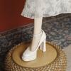 Zapatos Blancos de Tacón Alto para Mujeres Pequeñas, Tacones Gruesos que No Cansan los Pies, Cuero Patentado Anfitrión Modelo de Show de Coches Zapatos de Plataforma Impermeables de Tacón Super Alto