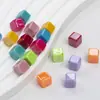 Ding Yi Leng Yue Cor Colorida Quadrado Galvanizado Acrílico Contas com Furo Contas DIY Corrente de Celular Acessórios de Joia