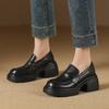 Mocasines Británicos Redondos de Tacón Grueso Estilo Francés para Mujer, Nuevos Versátiles Casuales 2025, Zapatos de Cuero para Uniforme JK de Mujer