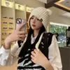 Chapéu Lei Feng Quente e à Prova de Frio para Mulheres no Outono e Inverno Veludo Espessado Proteção para as Orelhas Chapéu de Lã Tricotado Balaclava