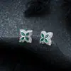 Pendientes de Racimo Completamente Diamantados de Nuevo Estilo Transfronterizos para Hombres, Modernos y Versátiles, Pendientes de Flor de Iris de Alta Gama en Forma de Cruz para Mujeres