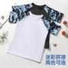 Traje de baño infantil camuflaje para niños dividido nuevo traje de baño de manga corta para estudiantes niños pequeños, medianos y grandes traje de baño protector solar