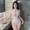 Lingerie sexy sexy net das mulheres transparentes uniforme sexy meias conjuntas evitar a tentação de abrir a virilha terno roupas sexy