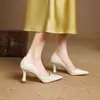 ¡Suave, suave! ¡Piernas largas! Zapatos de tacón de aguja puntiagudos de trabajo de piel de oveja versátiles de una sola capa para mujer, primavera y verano 2025, europeos y americanos
