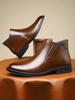 Botas Formais de Couro para Homens Estilo Britânico Casuais de Cano Curto Bico Fino Botas Martin Botas Chelsea Versáteis Outono e Inverno 21002