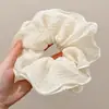 Scrunchie lenço quadrado estilo pastoral francês para meninas e crianças, elástico de cabelo doce com laço para coques, acessório de cabelo