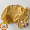 Estilo coreano ins Suéter de algodón con cuello redondo de oso para bebé recién nacido y niño pequeño Conjunto deportivo Casual de dibujos animados para bebé Conjunto de dos piezas