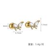 S925 prata esterlina irregular zircão borboleta parafuso torção brincos das mulheres simples Mori brincos piercing orelha