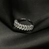 Nuevo Anillo Abierto de Cadena Cubana Incrustado con Circonita y Diamantes Completos Anillo de Lujo Ligero de Alto Nivel Diseño de Nicho Anillo Apilable