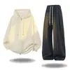 Conjunto Casual de Moletom com Gola e Calça Esportiva Estilo Americano Moderno, Novo, Tamanho Grande M-XL para Homens, Novo para Primavera e Outono