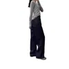 Jeans Azul Escuro Reto 2026 para Mulheres com Corpo em Pera, Tamanho Grande, Cintura Alta, Cobre o Quadril, Calças de Perna Larga Emagrecedoras, Tendência