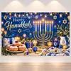 Venda Quente Transfronteiriça Novo Produto Tecido de Fundo para Hanukkah Impressão de Alta Definição Castiçal Decoração de Festa Festiva Série de Tecidos para Pendurar