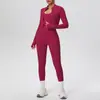 Chal Sexy con Tirantes Transfronterizo Europeo y Americano Cremallera Amigable con la Piel Chaqueta Pantalones de Yoga Ajustados de Cintura Alta Color Piel Ropa de Yoga para Fitness
