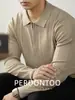 [Luxo Leve de Cavalheiro] Tricô com Padrão Vertical Estilo Old Money Mistura de Lã e Modal Roupa de Trabalho Formal Tricô com Gola para Homens